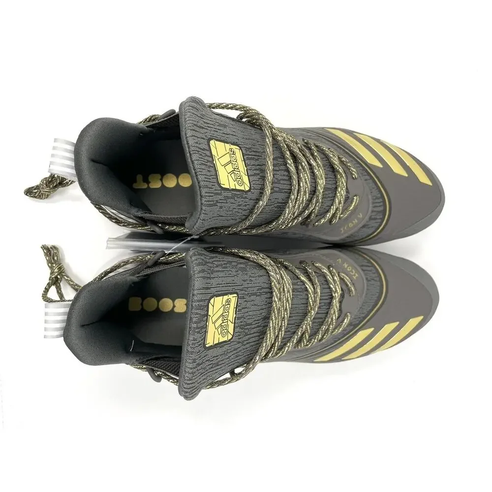 Adidas Icon V 5 Boost Baseball Cleats Size 12.5 FU7559 Gray Gold Extra Laces